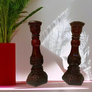 AVON’S 1876 CAPE COD RUBY RED CANDLESTICKS